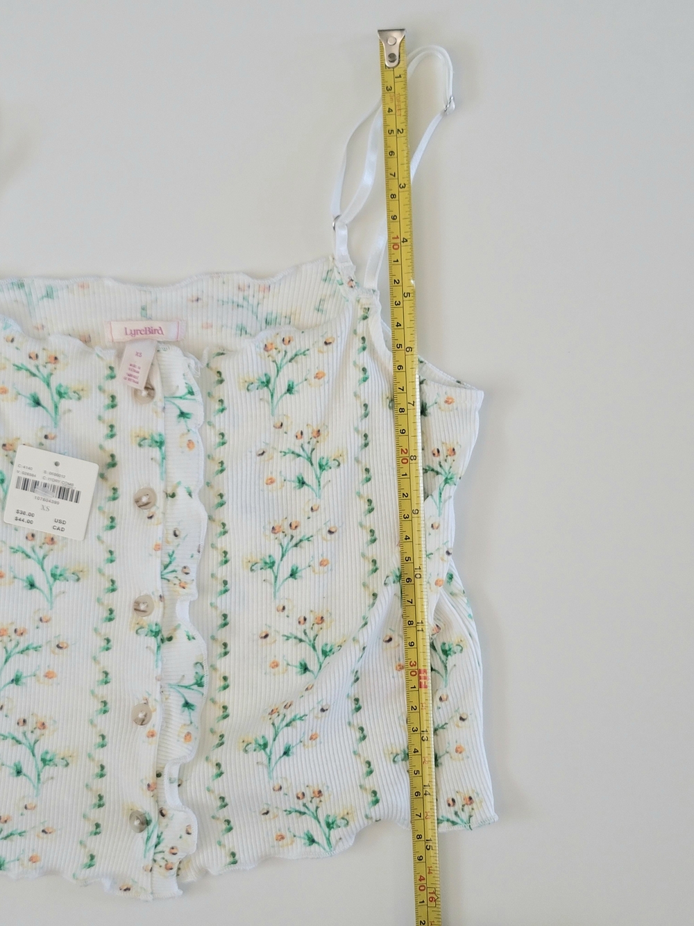 Anthropologie LyreBird Printed Cotton Floral Button Front Rib Cami XS Romantic - Picture 7 of 8